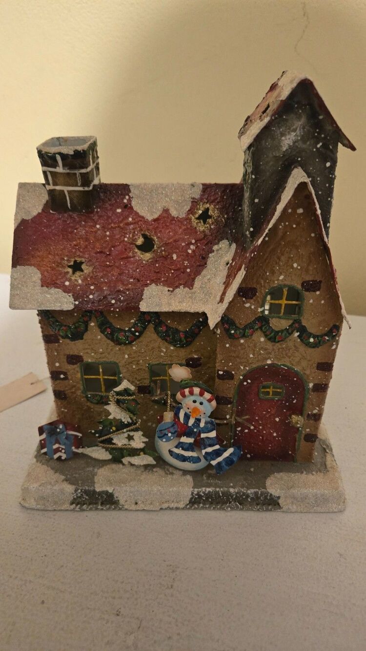 Christmas Tin Candle Holder Vintage NWT